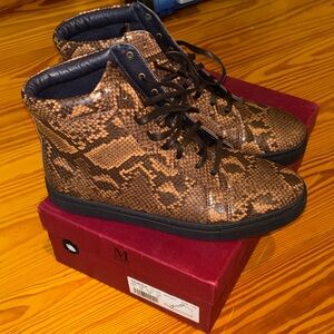 Men's Mason Forte Brown Snake Print High-Top Sneakers